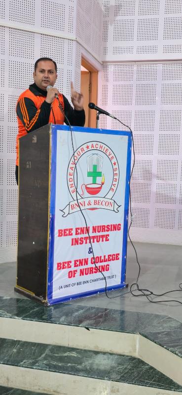 Bee Enn College of Nursing and Bee Enn Nursing organised the Disaster Mock drill with the collaboration of State Disaster Relief Team. The exemplified skills are demonstrated by SDRF team under the leadership of Mr.SS Saini to the students at BECON campus on 07-01-26.