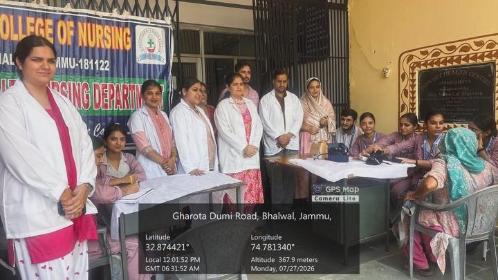 Our B.Sc. Nursing 5th Semester students conducted an NCD (Non-Communicable Diseases) Screening Programme at PHC Gharota and the Gharota slum area, Jammu. The programme included registration, screening, health education, documentation, and referral of identified cases. Health education covered more than 10 topics on NCD prevention and management. The programme was conducted under the guidance of: Mrs. Pushpa (HOD, Community Health Nursing) Ms. Gazala Javid Ms. Sejal Sharma Ms. Manpreet Kour Mr. Nand Kishore