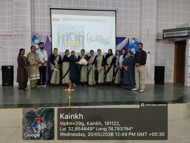  Students of M.Sc Nursing 2nd year Community Health Nursing department organized an Organ Donation Pledge Drive in collaboration with State Organ and Tissue Transplant Organization, Jammu. Dr. Poonam Mahajan, Joint Director, Ms. Anshu Sharma, Consultant (IEC/Media), Mr. Irfan Ahmad Lone, Transplant Coordinator, Ms. Nisha Kumari, Program Assistant cum DEO, SOTTO, J&K graced the occasion. Students enthusiastically participated in the pledge drive and expressed their commitment towards creating awareness. During the programme, students who actively participated in Naman Diwas activities were felicitated and appreciated for their dedication, creativity, and enthusiastic involvement. Certificates were distributed to the participants by the respected dignitaries and faculty members.