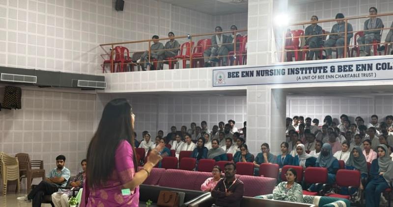 Anti-Ragging Awareness Program | 18 August 2026 The Anti-Ragging Committee of Bee Enn College of Nursing organized an Anti-Ragging Awareness Program to promote a safe, respectful, and supportive campus environment. The session was graced by Dr. Palvi Mathavan Puri, Assistant Professor, The Law School, University of Jammu, who sensitized students about the legal provisions, consequences, and preventive measures related to ragging. The program reinforced the values of dignity, discipline, mutual respect, and zero tolerance towards ragging. Together for a Safe & Ragging-Free Campus.